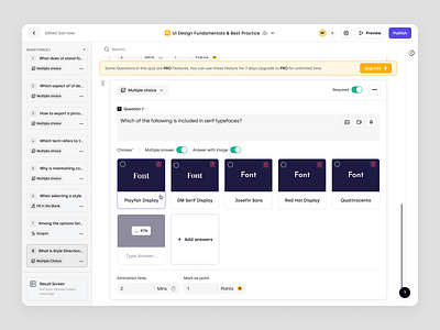 Trenning - Creating Multiple Questions for a Quiz in SaaS LMS course education education platform learning management system learning path lms product design quiz saas saas design student team training ui ux web app web design