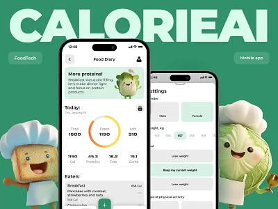 CalorieAI | App ai aiapp aidesign aiproduct appdesign caloriecounter calorietracker fitnessapp fitnesstracker foodscanner foodtech healthyeating mobile mobileappdesign nutritionapp nutritionfacts nutritiontips product design smartnutrition ui ux