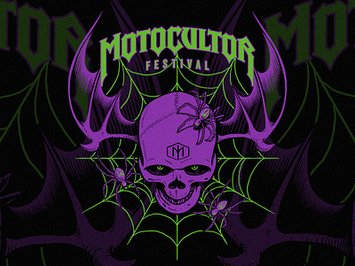 Motocultor - Skull Web merch design branding design festival gothic design graphic design illustration merch merch design motocultor skull spider web