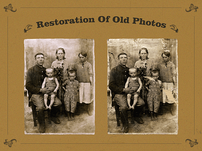 Restoration of old photos adobe illustrator adobe photoshop blackwhite collage graphic design old photos photo recovery rarity restoration retouching sepia stamp tool