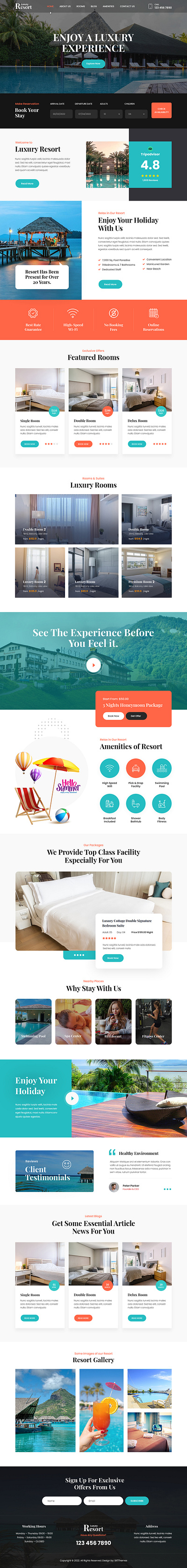 SKT Resort - Free Luxury Resort WordPress Theme branding design illustration luxury resort theme theme design website builder wordpress wordpress design wordpress development wordpress template wordpress theme