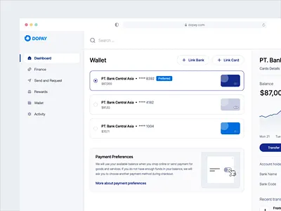 Dopay - Finance Dashboard analytics animation b2b card clean dashboard debit dipa inhouse ewallet finance financial fintech modern payment product design saas startup transaction wealth wealth management