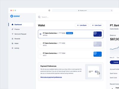 Dopay - Finance Dashboard analytics animation b2b card clean dashboard debit dipa inhouse ewallet finance financial fintech modern payment product design saas startup transaction