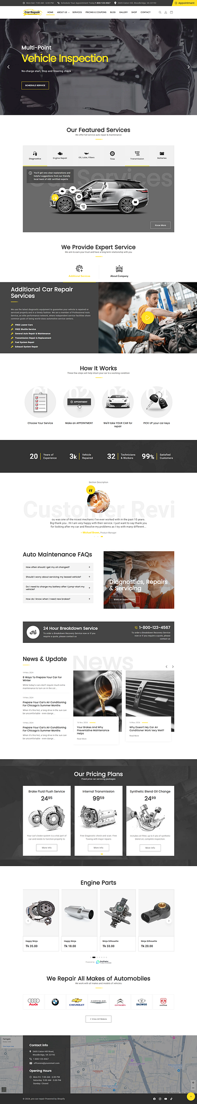 Shopify Car Repair Store Design auto parts shopify store design web design