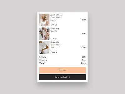 Josefine - Mini Cart add to cart cart checkout e commerce ecommerce online shopping order shopping shopping bag shopping basket web design web designer