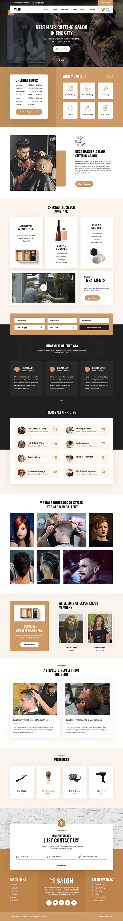 SKT Salon - Free Barber WordPress Theme barber branding design free illustration salon theme design website builder wordpress design wordpress development wordpress template wordpress theme