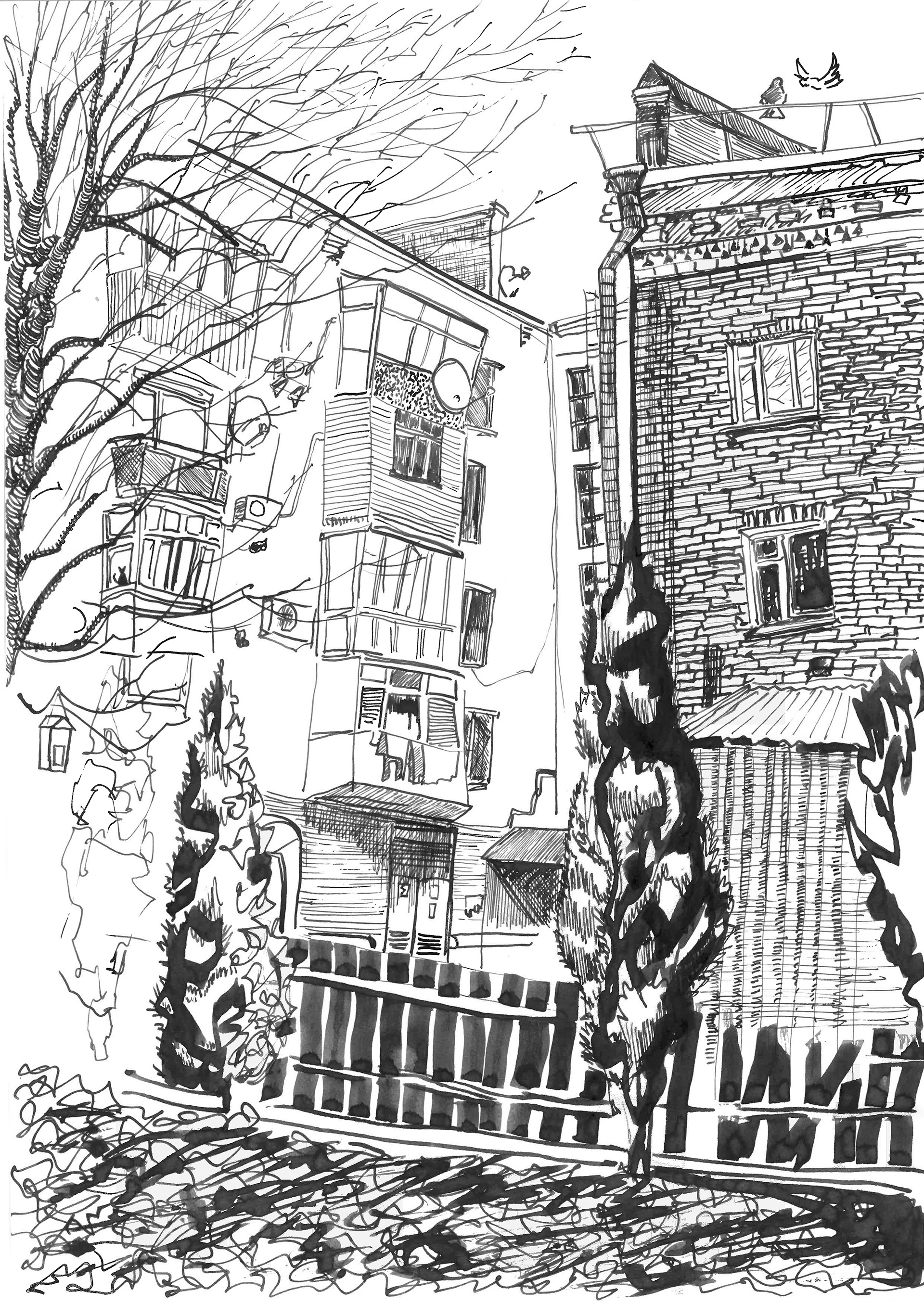 Cherkasy is a city of peace and strength cherkasy graphics ink old town plein air postcards ukraine urban sketch warm up