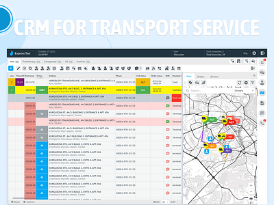 CRM for Transport Service Company business crm dashboard logistics map saas taxi transport uiux web app web design