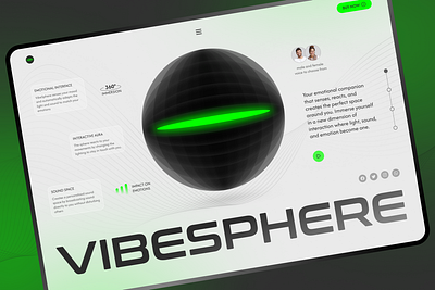 Vibesphere UI design design futuristic green landingpage modern sphere ui webdesign website