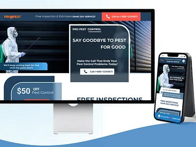 ProPest: Pest control platform case study design landing page pay per call pest control pixmatech pixmatech limited redesign responsive web design ui ui design uiux uiux case study uiux design ux design web design website