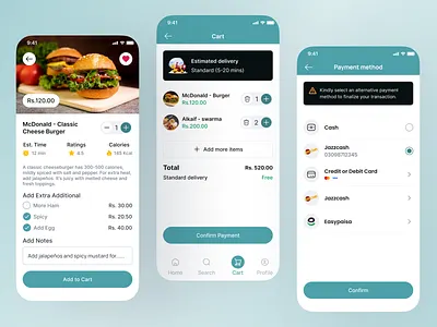 Food App Order Screens UI Design repeat order