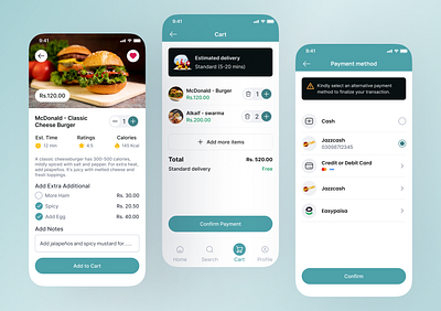 Food App Order Screens UI Design repeat order