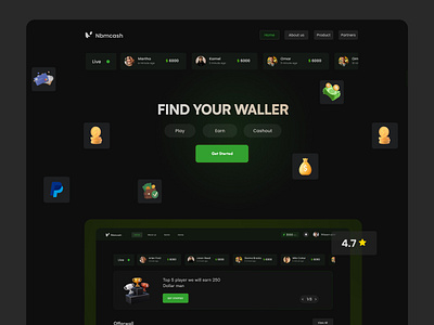 Reward App Landing Page Design ( NBM CASH) appdesign appinterface appmarketing calltoaction darkmodeui earnrewards gamification landingpage loyaltyapp mobileapp promotionpage rewardapp rewardsystem signupui uidesign uiux userengagement useronboarding uxdesign webdesign