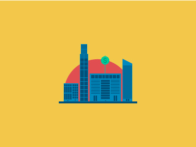 Business center business cash flat hand icon illustration money sun