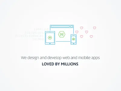 Loved By Millions Illustration design develop eli eliwilliamson heart light loved mojotech simple wire