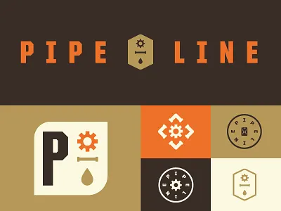 P I P E L I N E gear logo pipe pipeline vector water drop