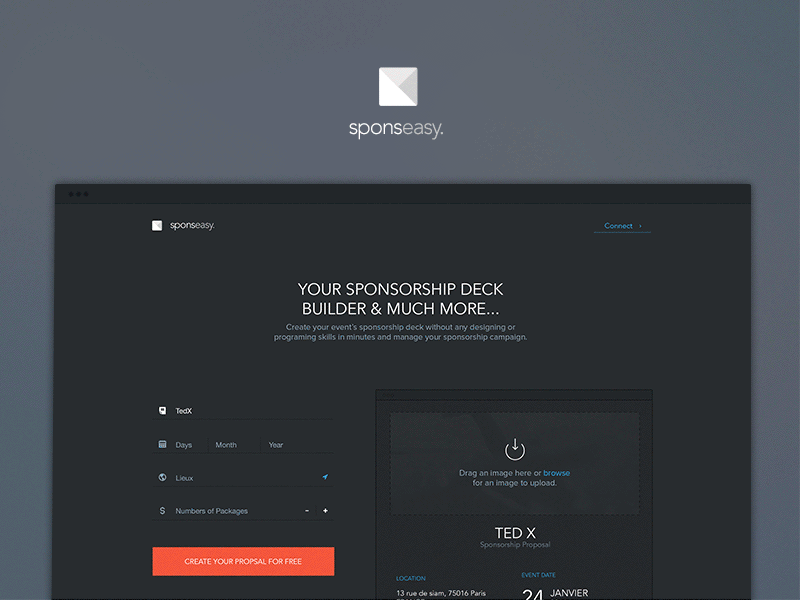 Sponseasy Landing animation deck landing proposal sofware sponseasy sponsor time machine ui ux