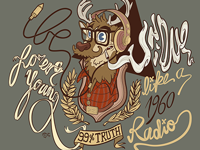 Oh my deer! animals deer forest hipster nature radio typography vintage