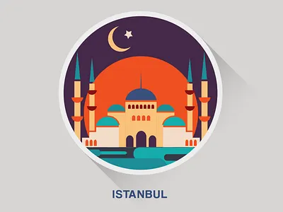 Flat Istanbul city flat illustration istanbul mosque