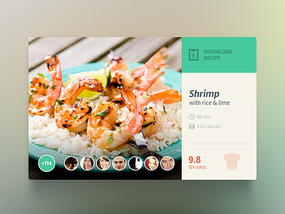 Food Widget dish food free free psd freebie gradient recipe ui ux web webdesign widget