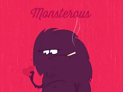 Monsterous card fun happy heart holiday illustration love monster pink smoke valentine vector