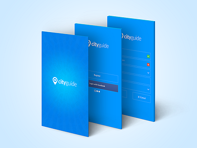 Cityguide andriod app design facebook login ios login mockup registration splash screen ui ux