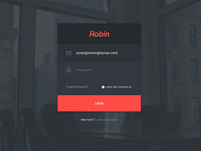 Robin Login card css icon login robin