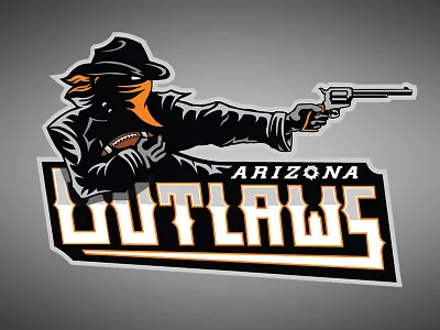 Outlaws branding football gun logo outlaw sports team