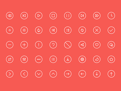 Fanicons vol.1 free freebie icon icons line music psd red set stroke ui white