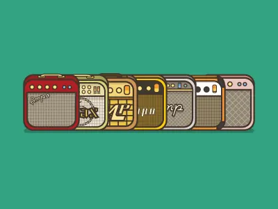 Amp Icons amp band buttons guitar handle icon illustration logo music switches vector volume