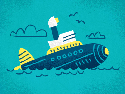 (Only Partially) Yellow Submarine blue illustration submarine things that can fire torpedoes under the sea yellow