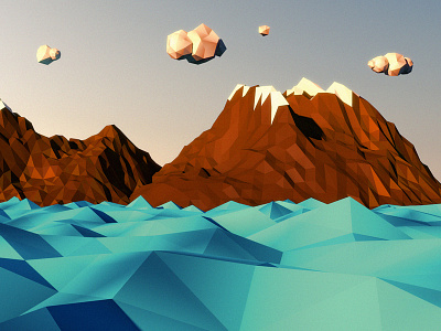 Poly Peaks 3d c4d cinema 4d geometric low poly low poly mountains ocean polygon simple warm