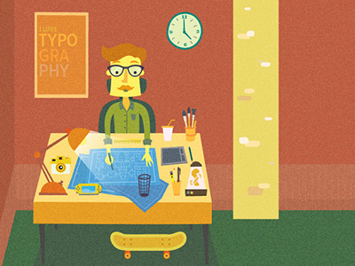 Designer Dude character colors designer flat illustration vector website