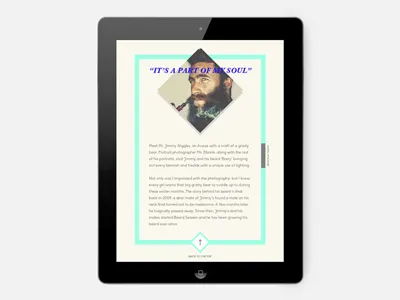 Interview beards clean digital mag ipad design ipad mag magazine design ui ux