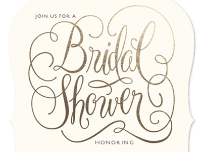 Flourished Bridal Shower Invitation bridal shower calligraphy gold invitation lettering script