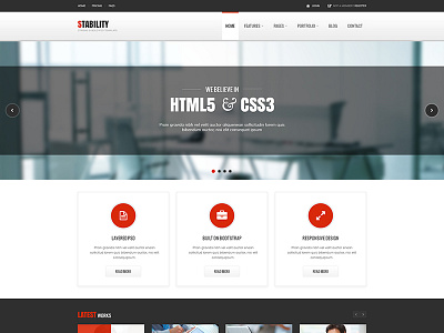 Stability - Responsive HTML5/CSS3 Template bold clean flat light psd red template themeforest