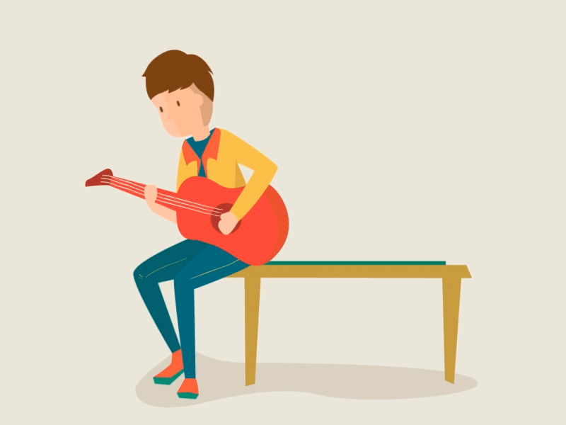 Guitar 1km character design guitar illustrator motion graphic sujin vector