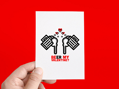 Beer My Valentine? Card beer card day heart holiday icon illustration love red stationary stein valentine