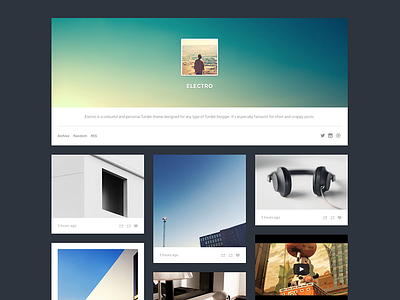 Electro Tumblr Theme blog content design masonry minimal theme tumblr ultralinx web