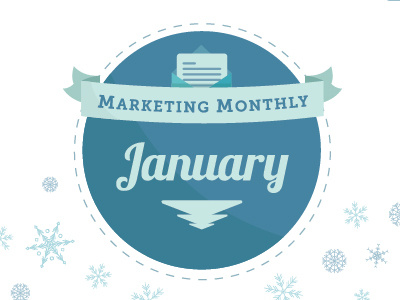 Newsletter Title for our marketing department. blue circle email green header january newsletter script snowflake title winter