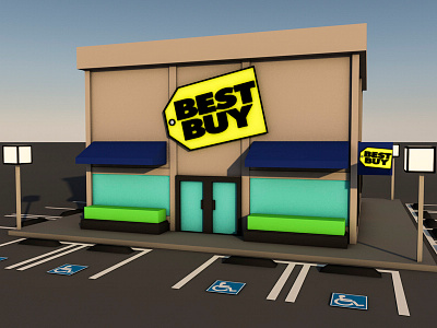Best Buy 3d building car graphic design low low poly motion graphics poly set design