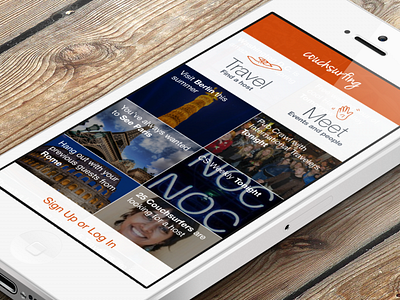 Couchsurfing app homescreen concept app mobile