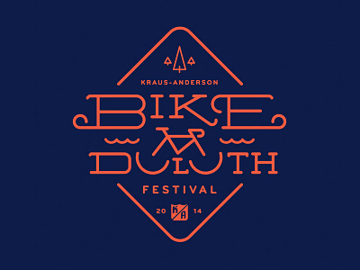 Bike Duluth Logo badge bicycle bike duluth festival logo monoline sign trees typography