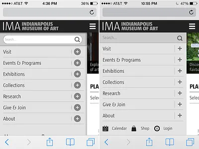 IMA Mobile Navigation Flattened imalab mobile navigation ui