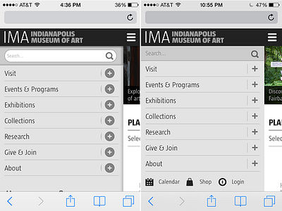 IMA Mobile Navigation Flattened imalab mobile navigation ui