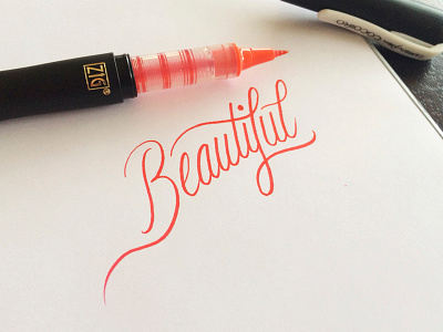 Beautiful beautiful brush pen calligraphy cursive hand drawn lettering logo signature sketch typography