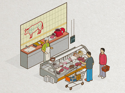 butcher butcher flash isometric market people