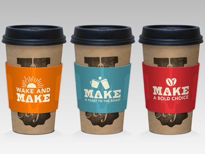 Coffee Cups 1 color black blue coffee cups kraft orange packaging red sleeves stamps