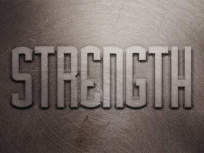 Strength 3d emboss mockup realistic text typography