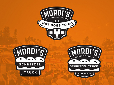 Mordi's Schnitzel - Concept 2+ badge branding food foodtruck hotdog logo retro sandwich schnitzel typography vintage whiskey and branding